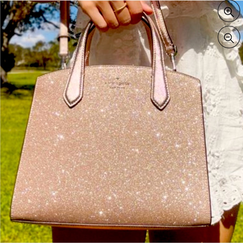 100% Authentic NWT Kate Spade Tinsel Satchel Glitter Rose Gold